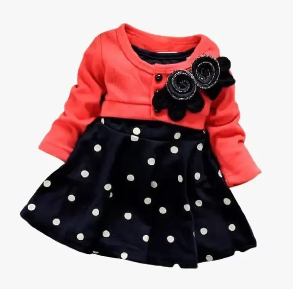 Black_3/4_Sleeve_Girls_Midi/Knee_Length_Party_Dress_(Black,_3/4_Sleeve)