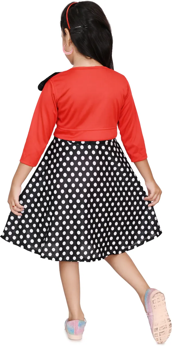 Black_3/4_Sleeve_Girls_Midi/Knee_Length_Party_Dress_(Black,_3/4_Sleeve)