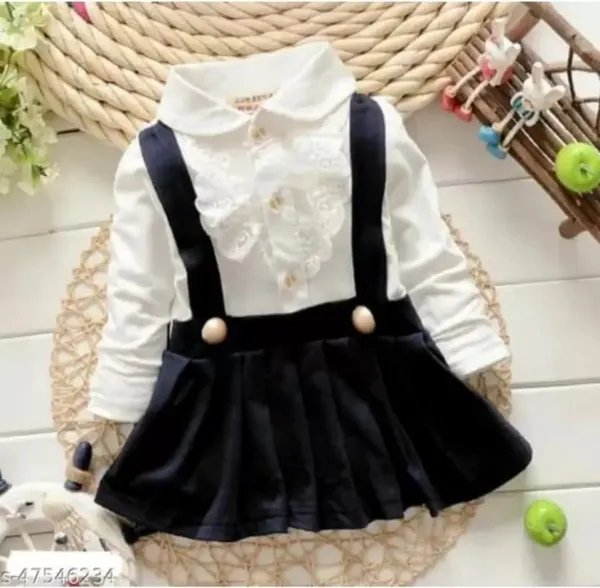 Black_3/4_Sleeve_Girls_Midi/Knee_Length_Party_Dress_(Black,_3/4_Sleeve)