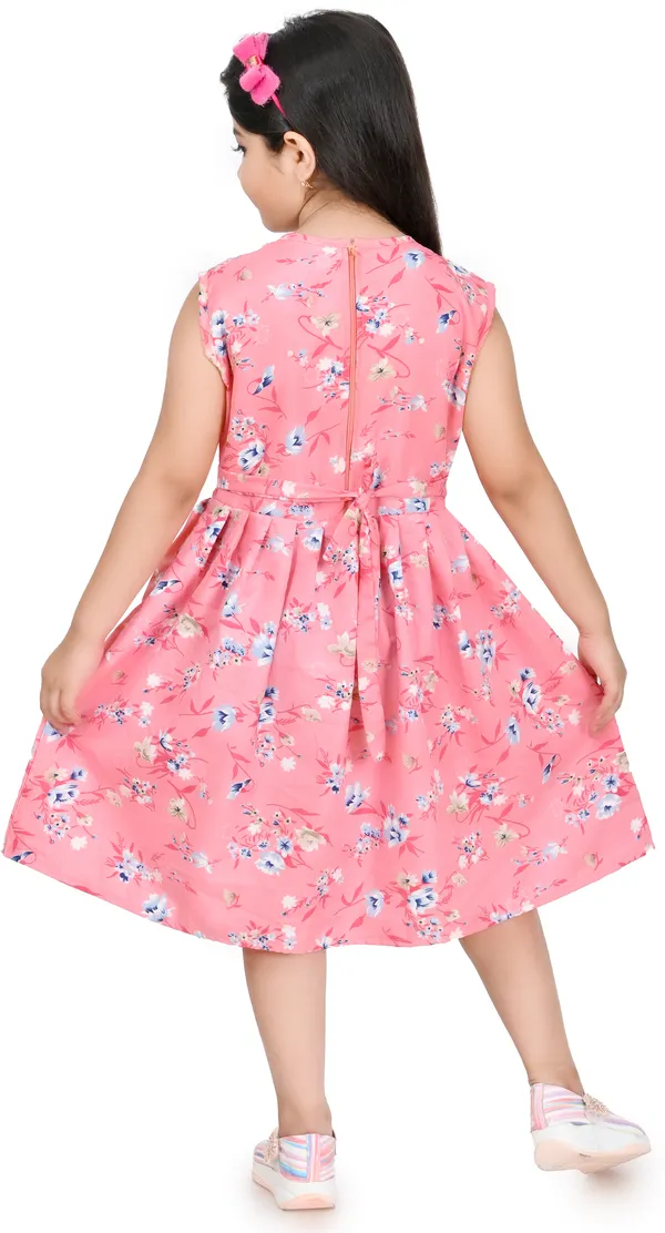Pink_Sleeveless_Girls_Midi/Knee_Length_Party_Dress_(Pink,_Sleeveless)