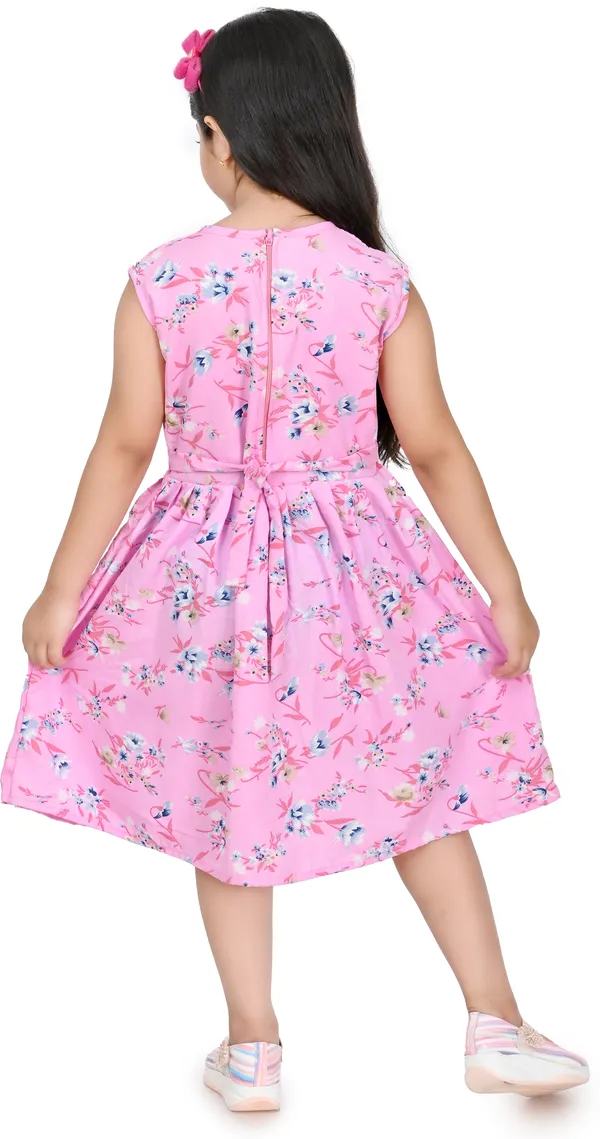 Pink_Sleeveless_Girls_Midi/Knee_Length_Party_Dress_(Pink,_Sleeveless)
