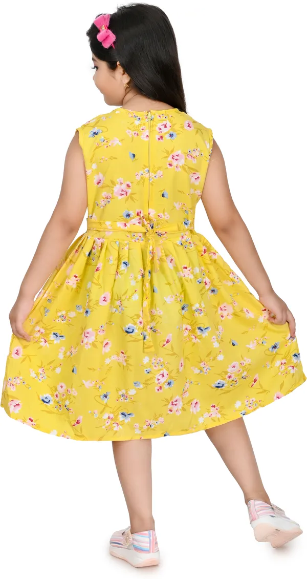 Yellow_Sleeveless_Girls_Midi/Knee_Length_Party_Dress_(Yellow,_Sleeveless)