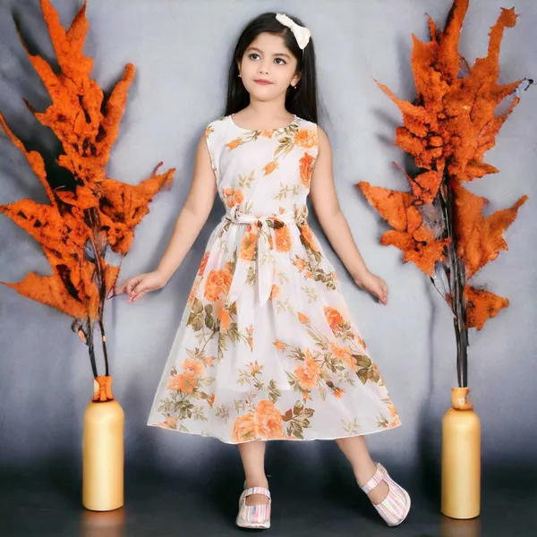 Orange_Sleeveless_Girls_Calf_Length_Casual_Dress_(Orange,_Sleeveless)