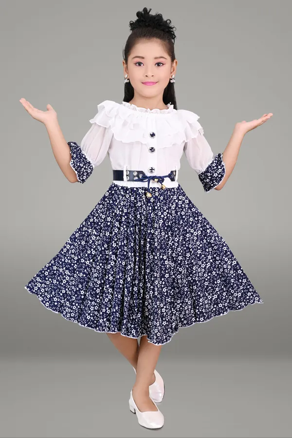 Blue_Half_Sleeve_Girls_Midi/Knee_Length_Party_Dress_(Blue,_Half_Sleeve)