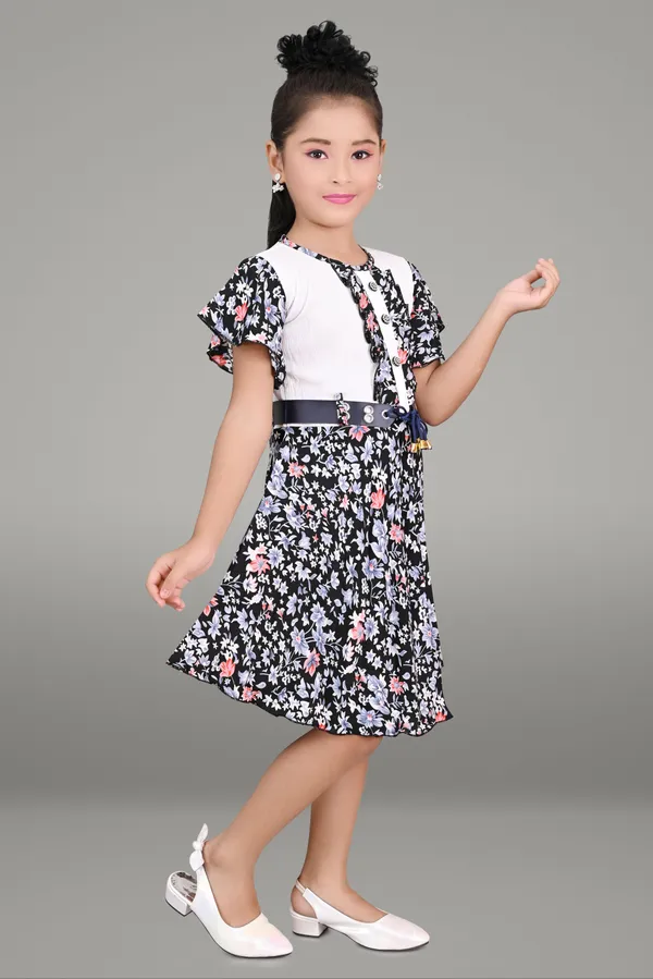 Black_Half_Sleeve_Girls_Midi/Knee_Length_Party_Dress_(Black,_Half_Sleeve)