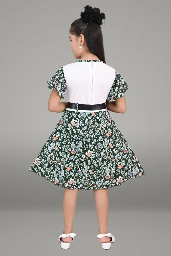Green_Half_Sleeve_Girls_Midi/Knee_Length_Party_Dress_(Green,_Half_Sleeve)