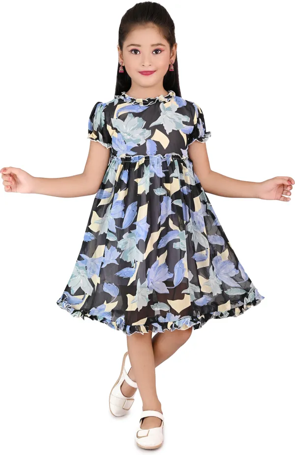 Black_Half_Sleeve_Girls_Midi/Knee_Length_Party_Dress_(Black,_Half_Sleeve)