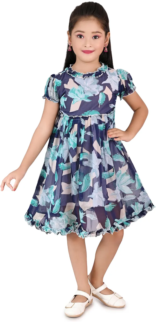 Blue_Half_Sleeve_Girls_Midi/Knee_Length_Party_Dress_(Blue,_Half_Sleeve)