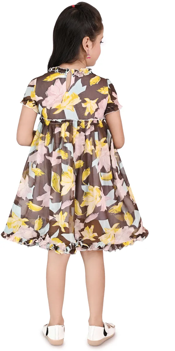 Brown_Half_Sleeve_Girls_Midi/Knee_Length_Party_Dress_(Brown,_Half_Sleeve)