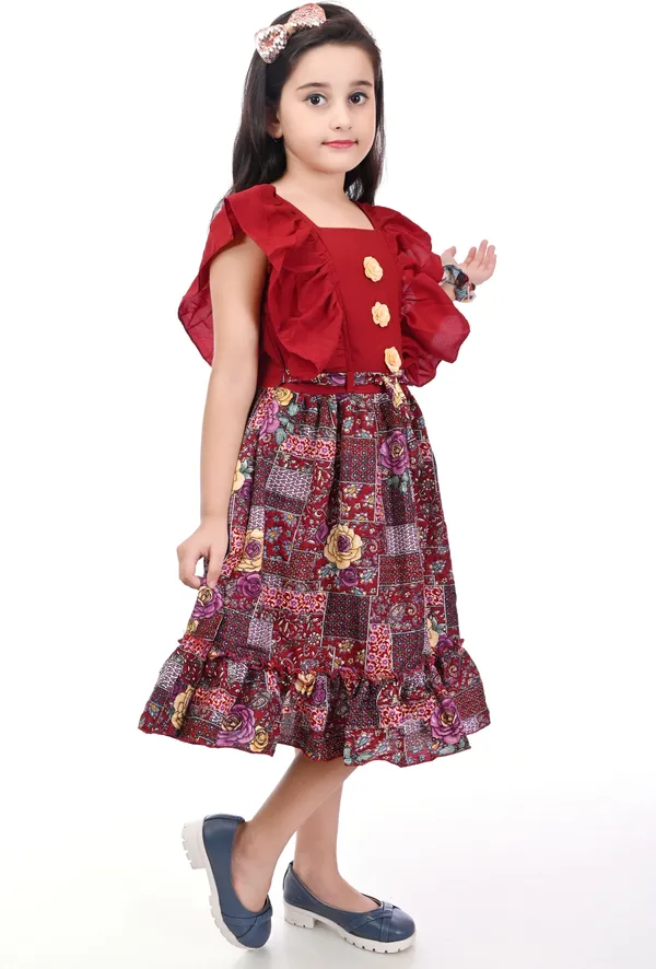 Maroon_Sleeveless_Girls_Midi/Knee_Length_Party_Dress_(Maroon,_Sleeveless)