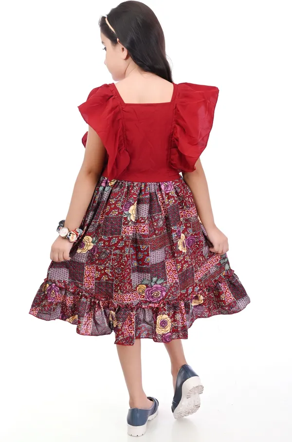 Maroon_Sleeveless_Girls_Midi/Knee_Length_Party_Dress_(Maroon,_Sleeveless)