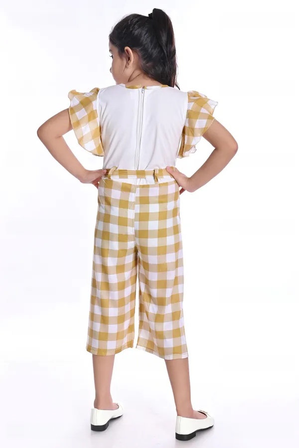 Brown__Checkered_Girls_Jumpsuit