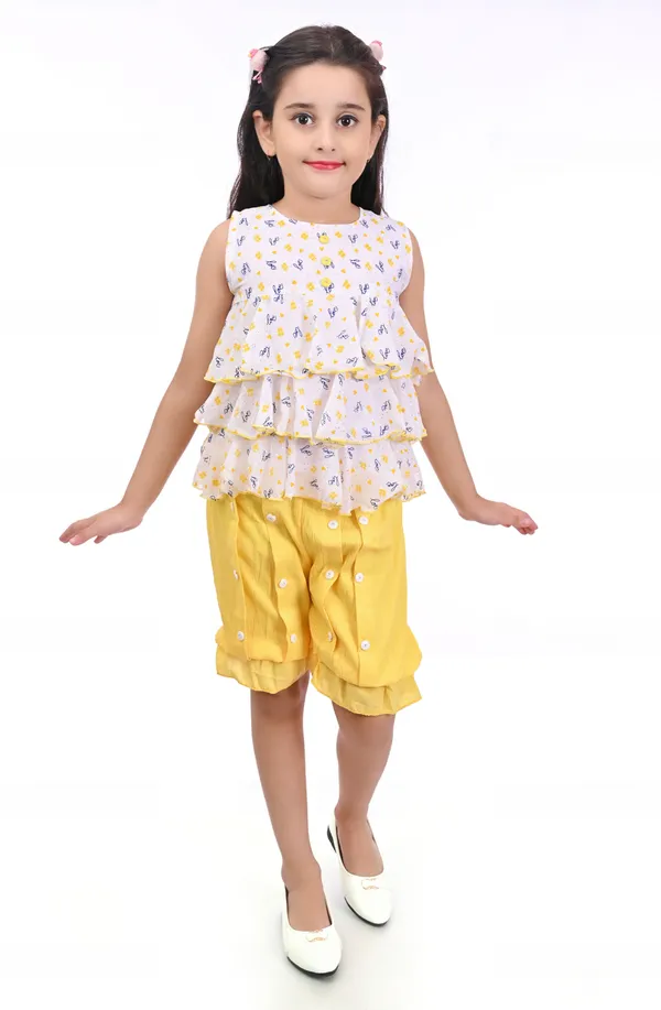 Yellow__Girls_Party_Wear_Festive_Top_Shorts_(Yellow)