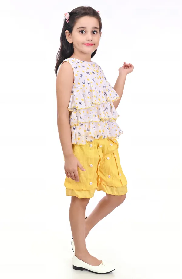 Yellow__Girls_Party_Wear_Festive_Top_Shorts_(Yellow)