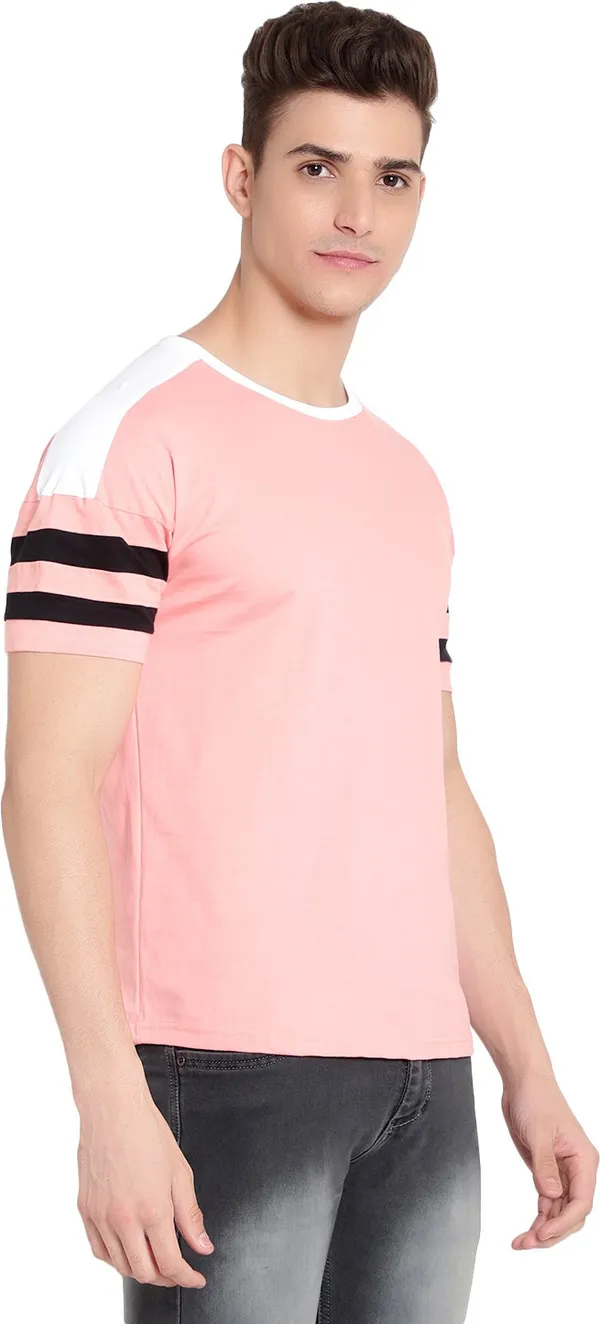 Pink__Striped_Men_Round_Neck_Pink_T-Shirt