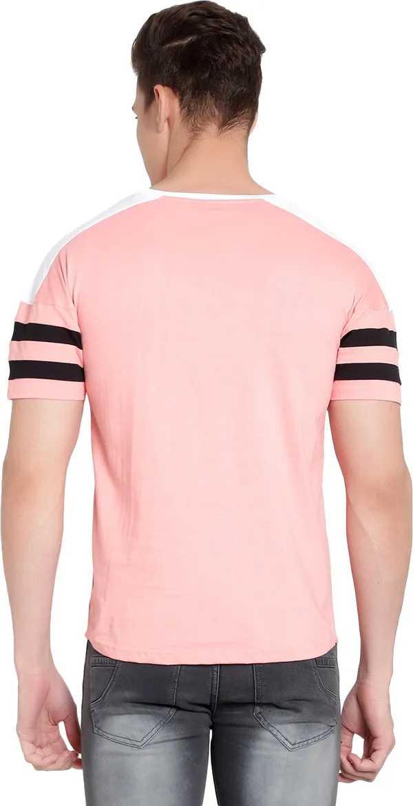 Pink__Striped_Men_Round_Neck_Pink_T-Shirt