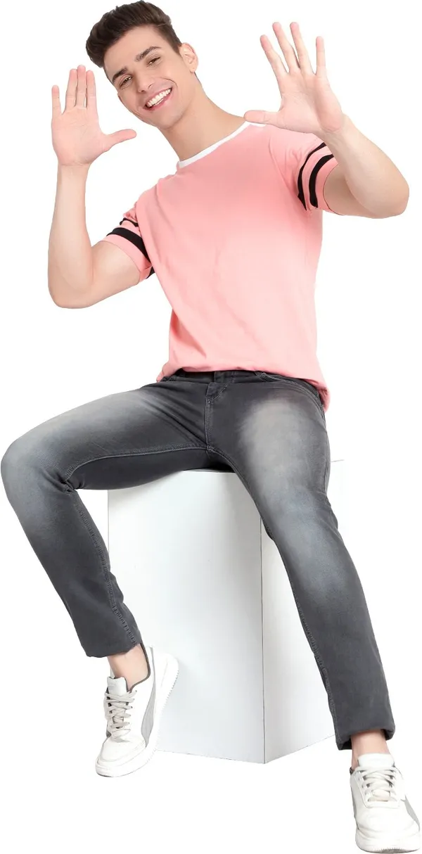 Pink__Striped_Men_Round_Neck_Pink_T-Shirt