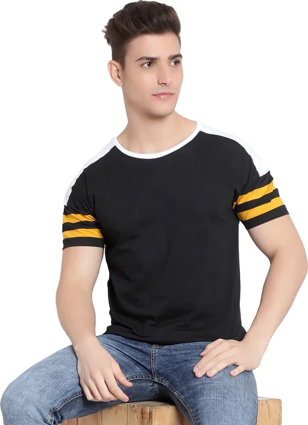 Black__Striped_Men_Round_Neck_Black_T-Shirt