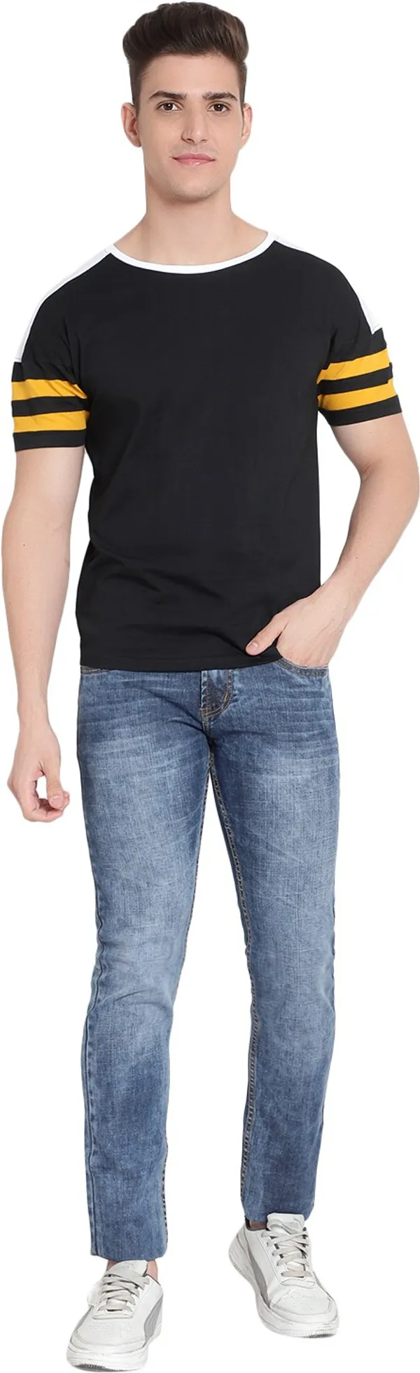 Black__Striped_Men_Round_Neck_Black_T-Shirt