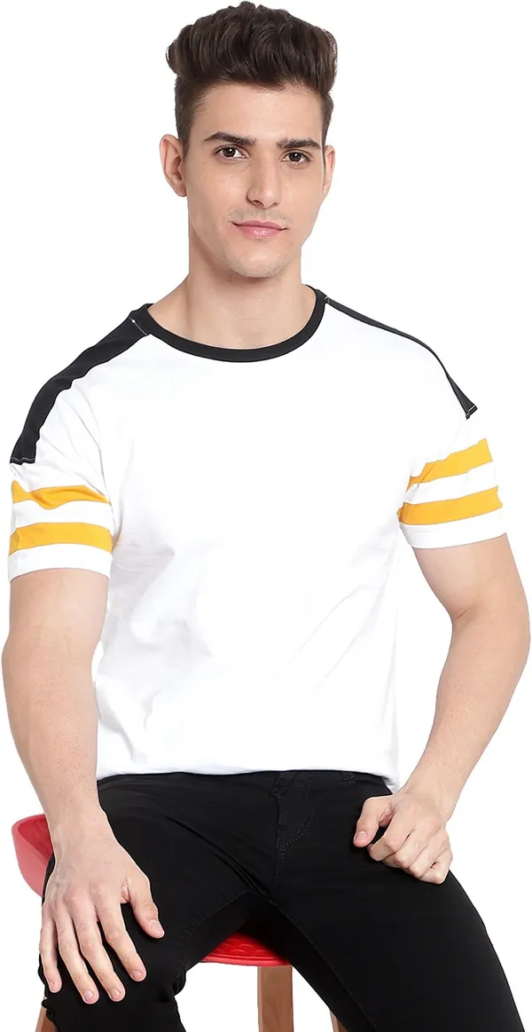 White__Striped_Men_Round_Neck_White_T-Shirt