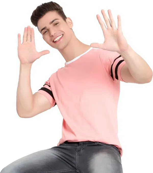 Pink__Solid_Men_Round_Neck_Pink_T-Shirt