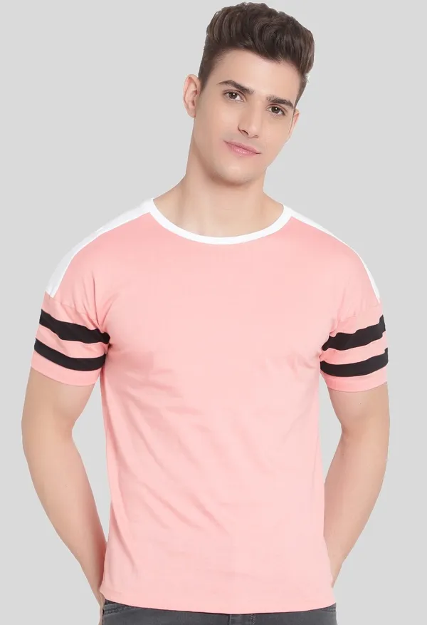 Pink__Solid_Men_Round_Neck_Pink_T-Shirt