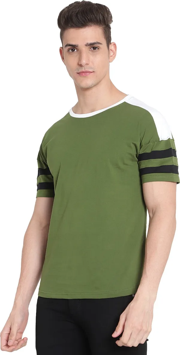 Green__Striped_Men_Round_Neck_Green_T-Shirt