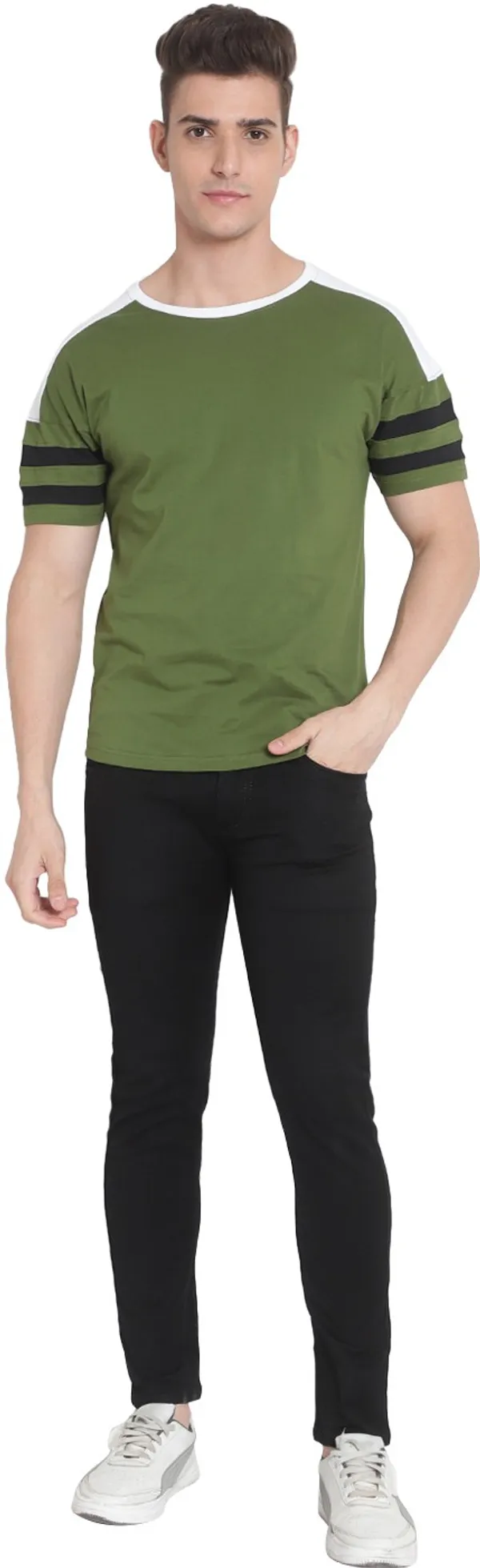 Green__Striped_Men_Round_Neck_Green_T-Shirt