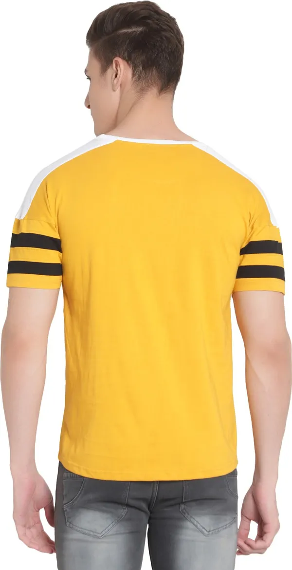 Yellow__Striped_Men_Round_Neck_Yellow_T-Shirt