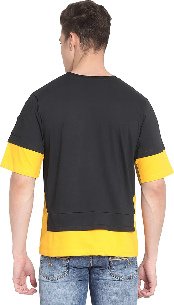 Yellow__Printed_Men_Round_Neck_Yellow_T-Shirt