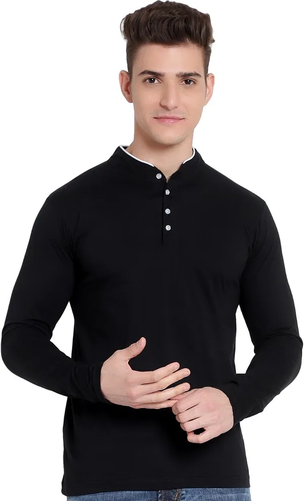 Black__Solid_Men_Mandarin_Collar_Black_T-Shirt