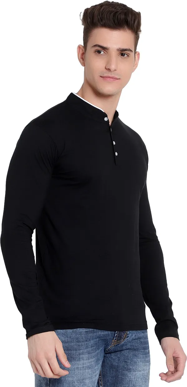 Black__Solid_Men_Mandarin_Collar_Black_T-Shirt