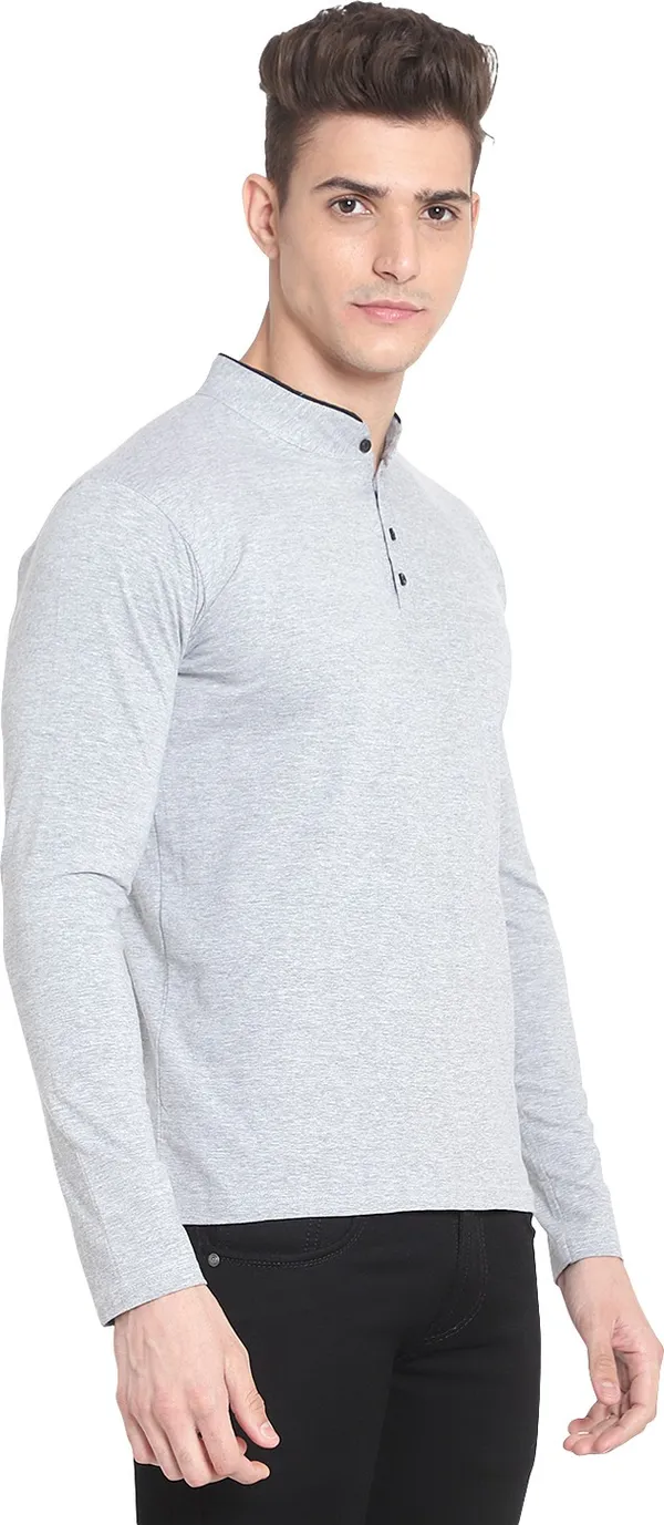 Grey__Solid_Men_Mandarin_Collar_Grey_T-Shirt