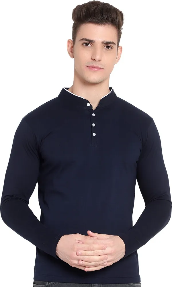 Navy_Blue__Solid_Men_Mandarin_Collar_Navy_Blue_T-Shirt