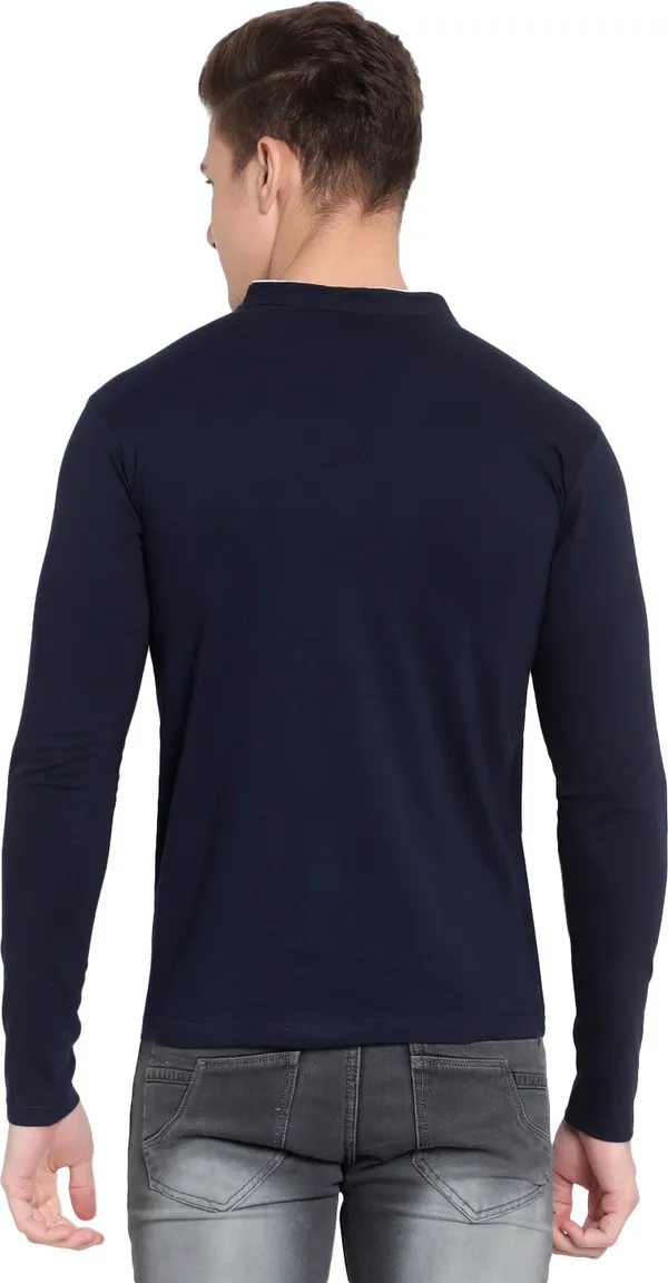 Navy_Blue__Solid_Men_Mandarin_Collar_Navy_Blue_T-Shirt