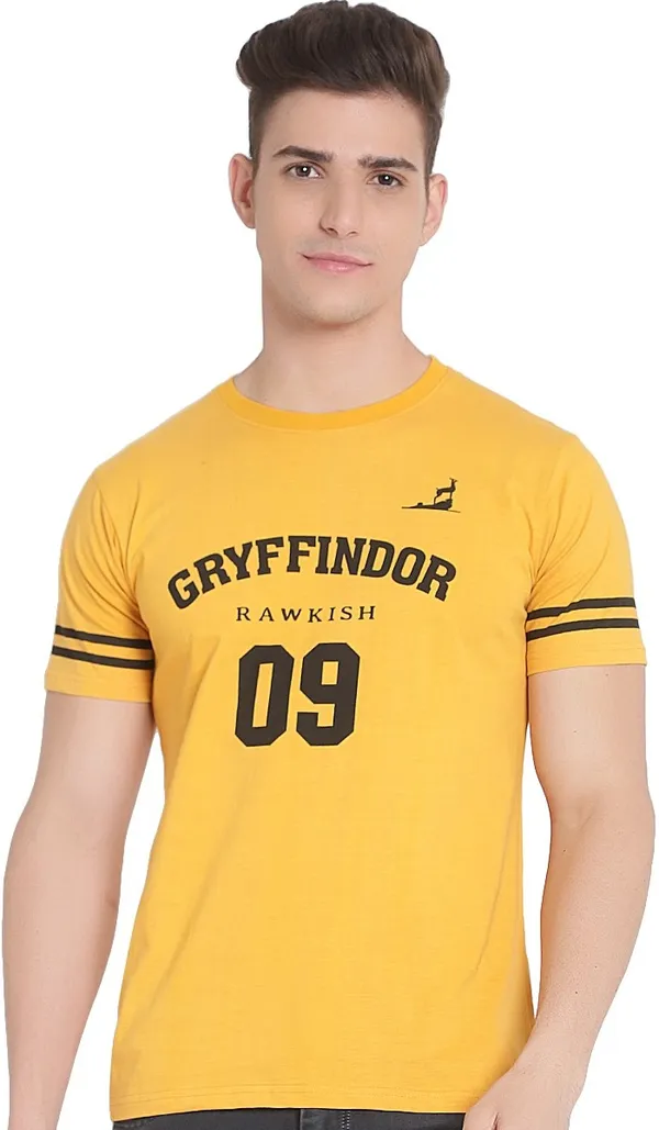 Yellow__Typography_Men_Round_Neck_Yellow_T-Shirt