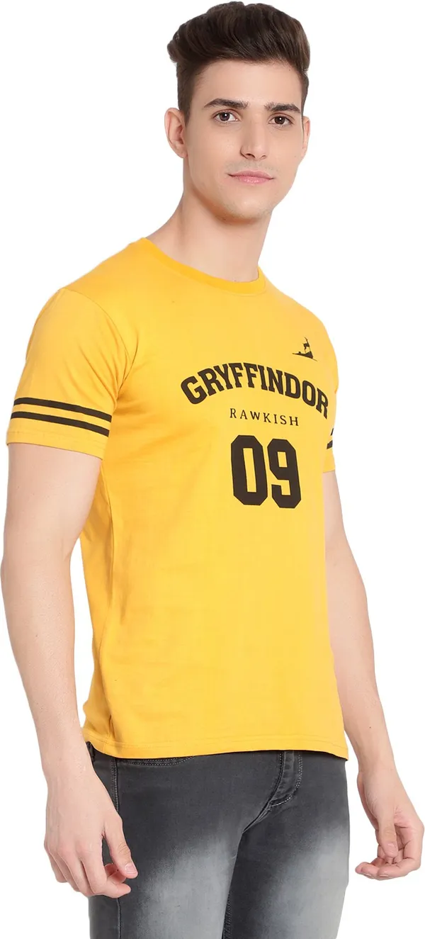 Yellow__Typography_Men_Round_Neck_Yellow_T-Shirt