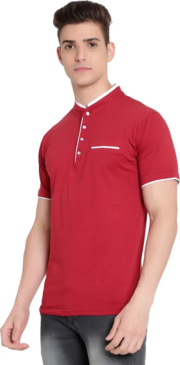 Maroon__Solid_Men_Mandarin_Collar_Maroon_T-Shirt