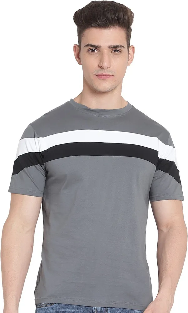 Grey__Colorblock_Men_Round_Neck_Grey_T-Shirt