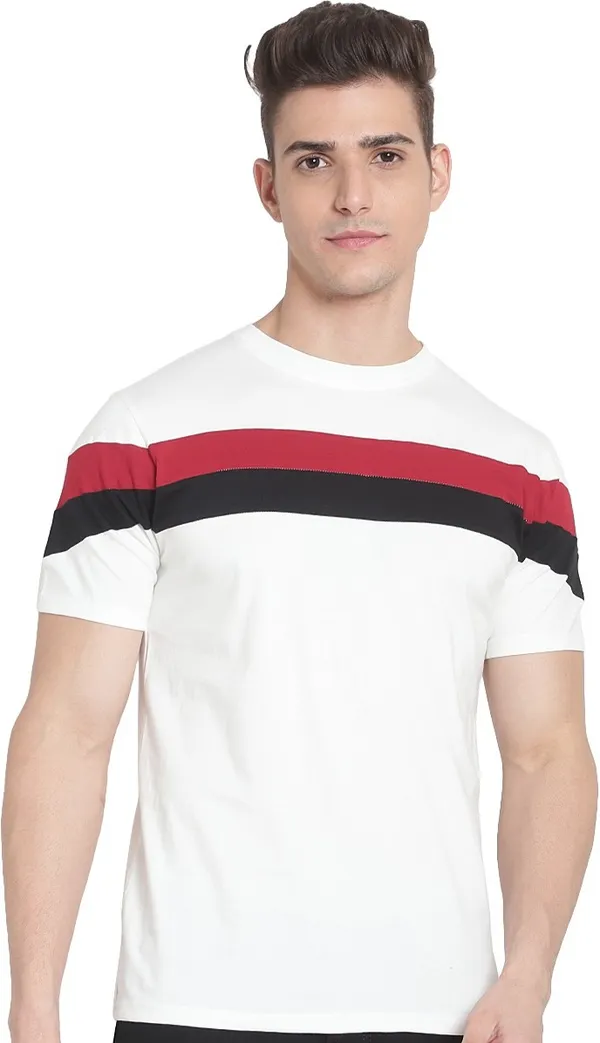 White__Colorblock_Men_Round_Neck_White_T-Shirt