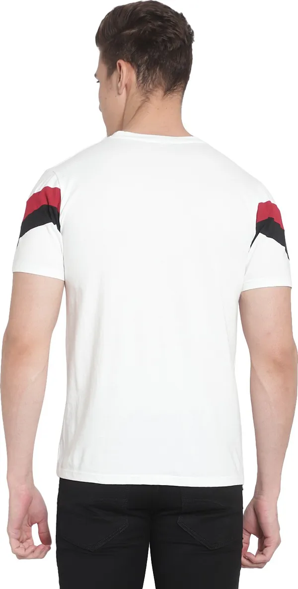 White__Colorblock_Men_Round_Neck_White_T-Shirt
