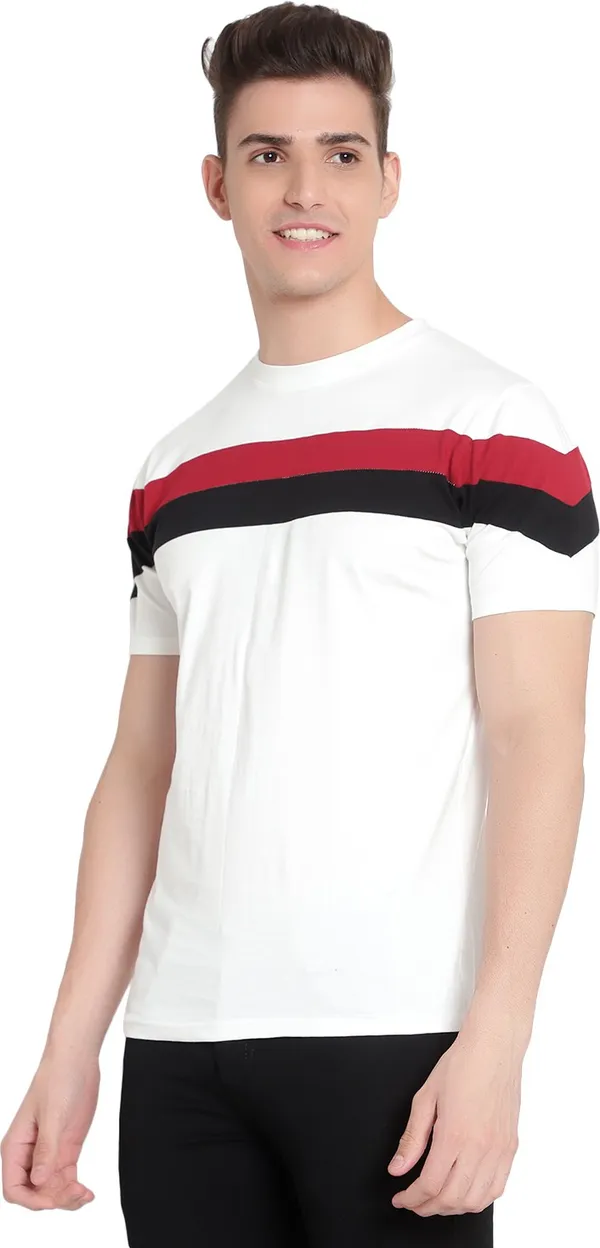 White__Colorblock_Men_Round_Neck_White_T-Shirt