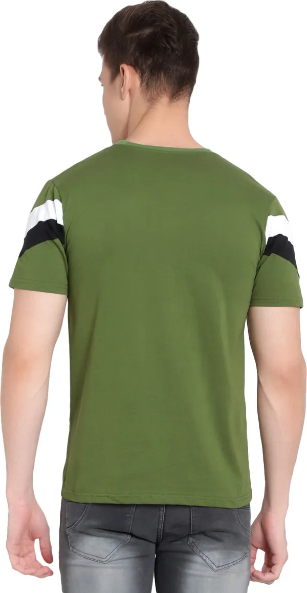 Light_Green__Colorblock_Men_Round_Neck_Light_Green_T-Shirt