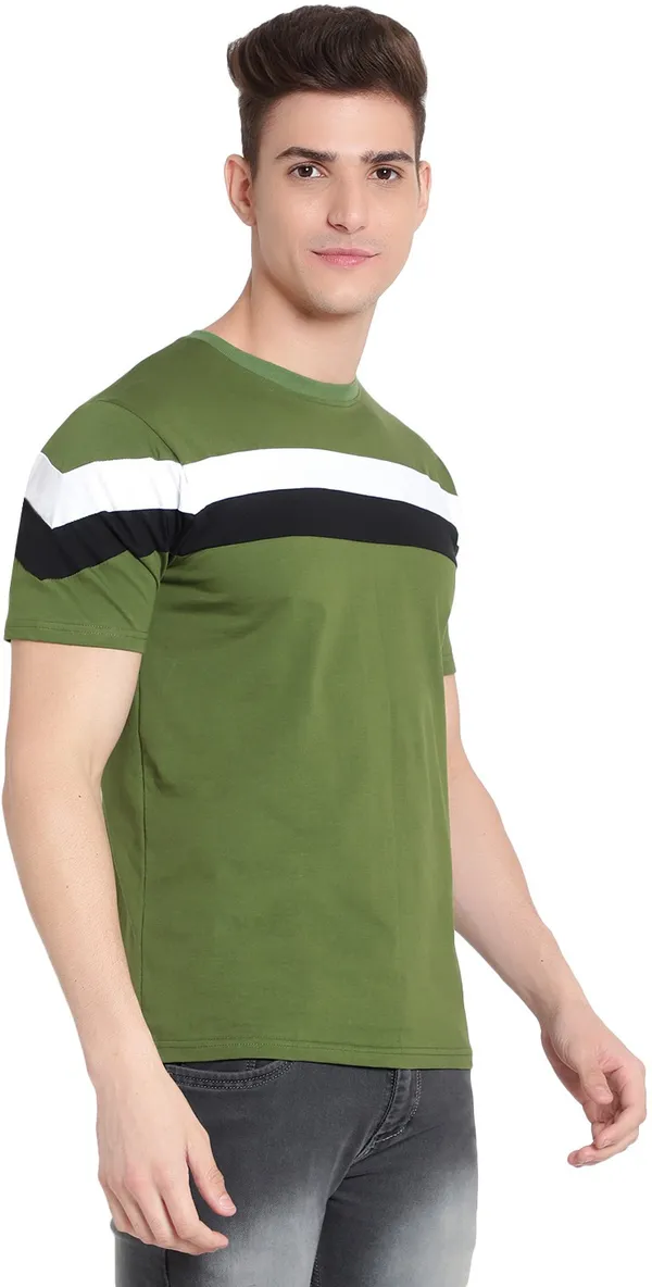 Light_Green__Colorblock_Men_Round_Neck_Light_Green_T-Shirt