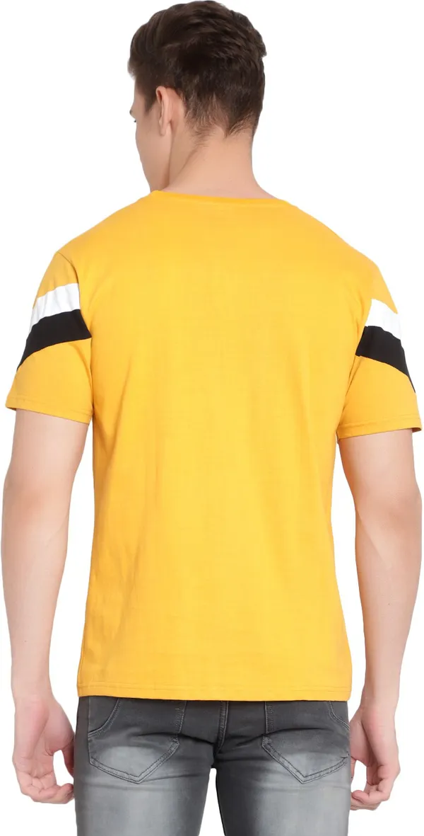 Yellow__Colorblock_Men_Round_Neck_Yellow_T-Shirt