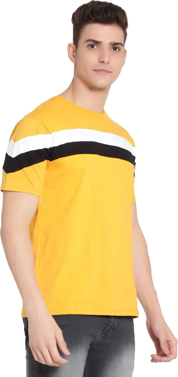 Yellow__Colorblock_Men_Round_Neck_Yellow_T-Shirt