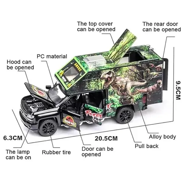 Jurassic_Dinosaurs_World_Die_Cast_Metal_Car_1:32_Diecast_Car_Model_Transport_Truck_Light_Sound_Openable_Door_Pull_Back