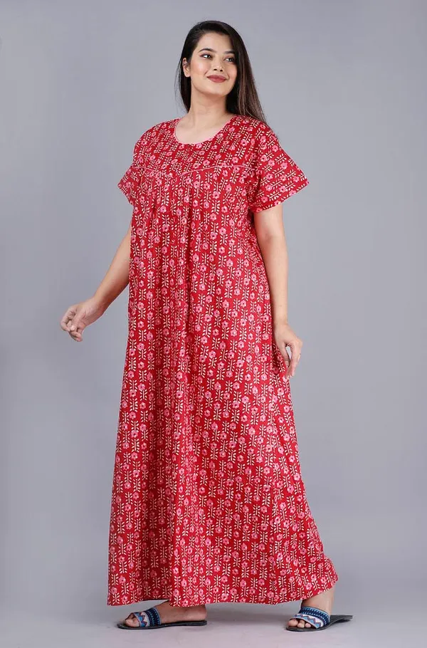 Red_Pure_Cotton_Night_Gown_For_Women