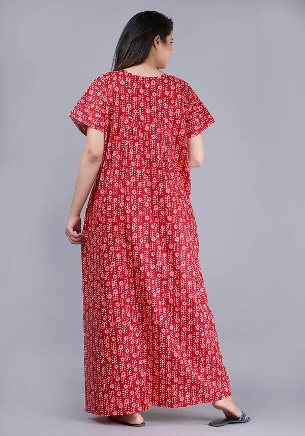 Red_Pure_Cotton_Night_Gown_For_Women