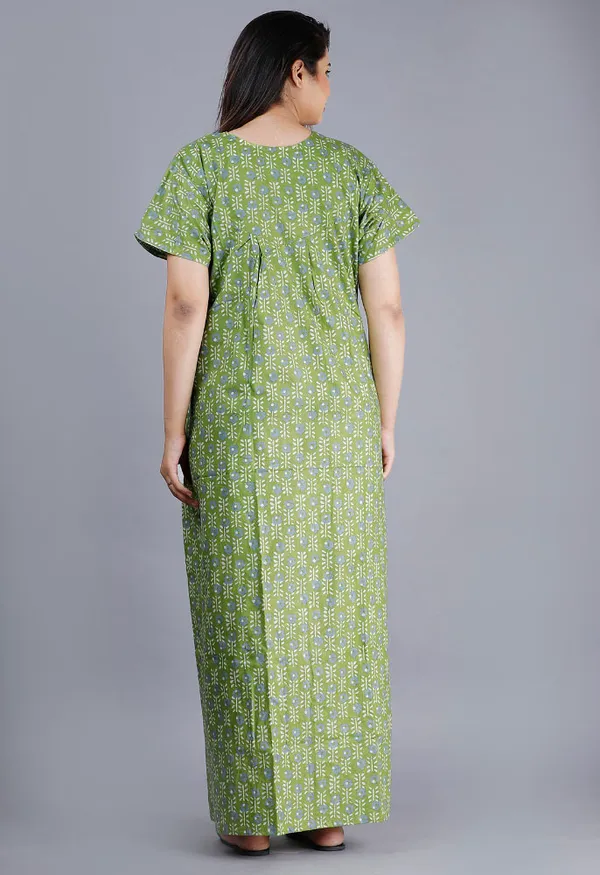 Green_Pure_Cotton_Night_Gown_For_Women